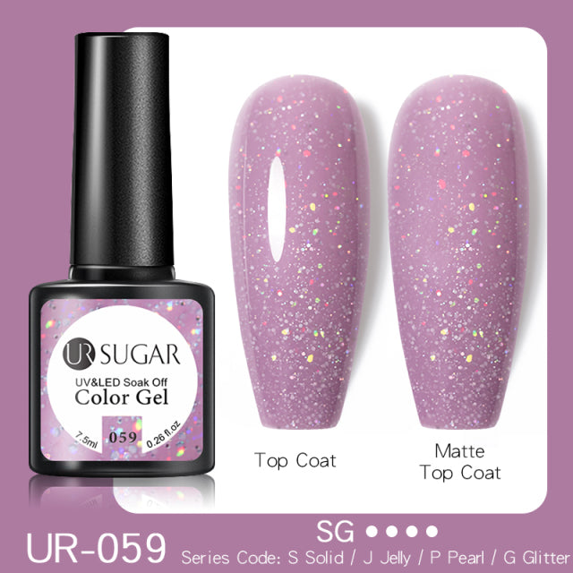 UR SUGAR 7.5ml Purple Color Gel Nail Polish Matte Top Coat Semi Permanent Soak Off Nail Art UV Gel Varnish All For Manicure