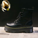2021 Motorcycle Women's Boots Winter Soft Leather Shoes Black Botas Wedges Female Lace Up Platforms Women White Botas Mujer