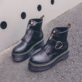 2021 Motorcycle Women's Boots Winter Soft Leather Shoes Black Botas Wedges Female Lace Up Platforms Women White Botas Mujer