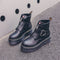 2021 Motorcycle Women's Boots Winter Soft Leather Shoes Black Botas Wedges Female Lace Up Platforms Women White Botas Mujer