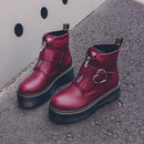 2021 Motorcycle Women's Boots Winter Soft Leather Shoes Black Botas Wedges Female Lace Up Platforms Women White Botas Mujer