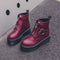 2021 Motorcycle Women's Boots Winter Soft Leather Shoes Black Botas Wedges Female Lace Up Platforms Women White Botas Mujer