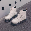 2021 Motorcycle Women's Boots Winter Soft Leather Shoes Black Botas Wedges Female Lace Up Platforms Women White Botas Mujer