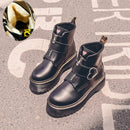 2021 Motorcycle Women's Boots Winter Soft Leather Shoes Black Botas Wedges Female Lace Up Platforms Women White Botas Mujer