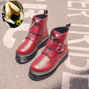 2021 Motorcycle Women's Boots Winter Soft Leather Shoes Black Botas Wedges Female Lace Up Platforms Women White Botas Mujer