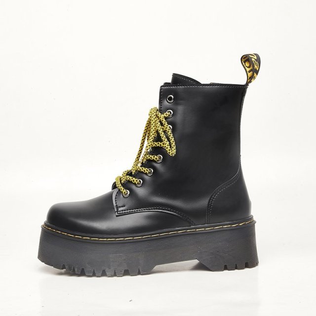 2021 Motorcycle Women's Boots Winter Soft Leather Shoes Black Botas Wedges Female Lace Up Platforms Women White Botas Mujer