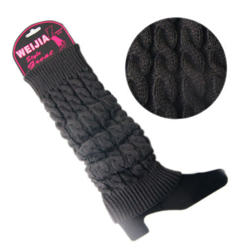 Winter Women Fashion Warm Knit Solid Leg Warmers Knee High Crochet Socks Boot Cuffs Beenwarmers