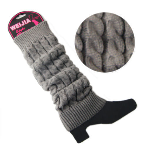 Winter Women Fashion Warm Knit Solid Leg Warmers Knee High Crochet Socks Boot Cuffs Beenwarmers