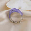 New Funny Monster Open Rings Dripping Oil Purple Cute Women's Ring Design Smile Fashion Ring Wholesale Jewelry