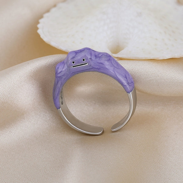 New Funny Monster Open Rings Dripping Oil Purple Cute Women's Ring Design Smile Fashion Ring Wholesale Jewelry