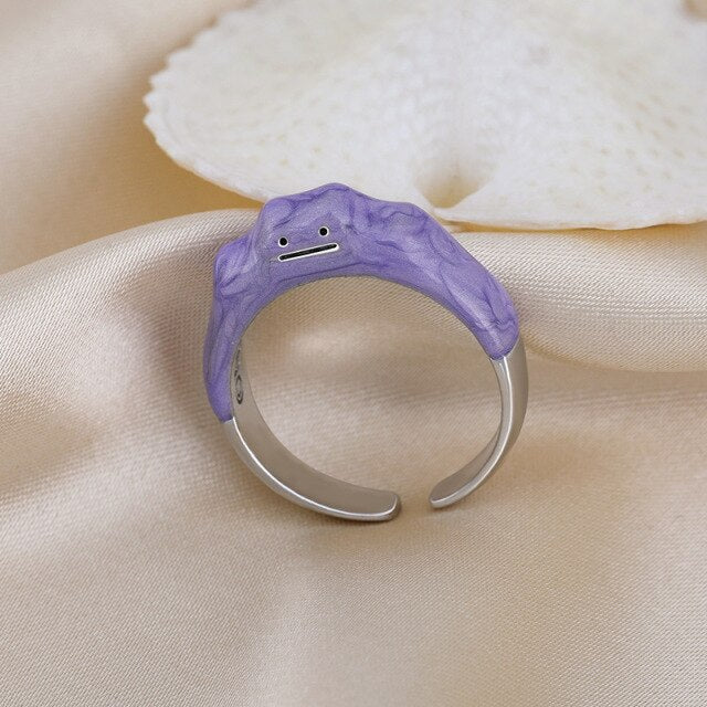 New Funny Monster Open Rings Dripping Oil Purple Cute Women's Ring Design Smile Fashion Ring Wholesale Jewelry