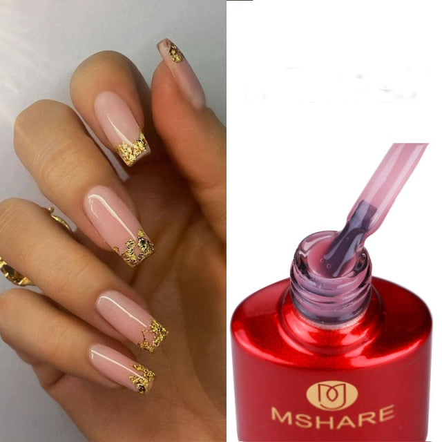 MSHARE Milky White Builder Nail Extension Gel Self leveling Nails Quick Building Clear Pink Nail Tips UV Led Gel Soak Off