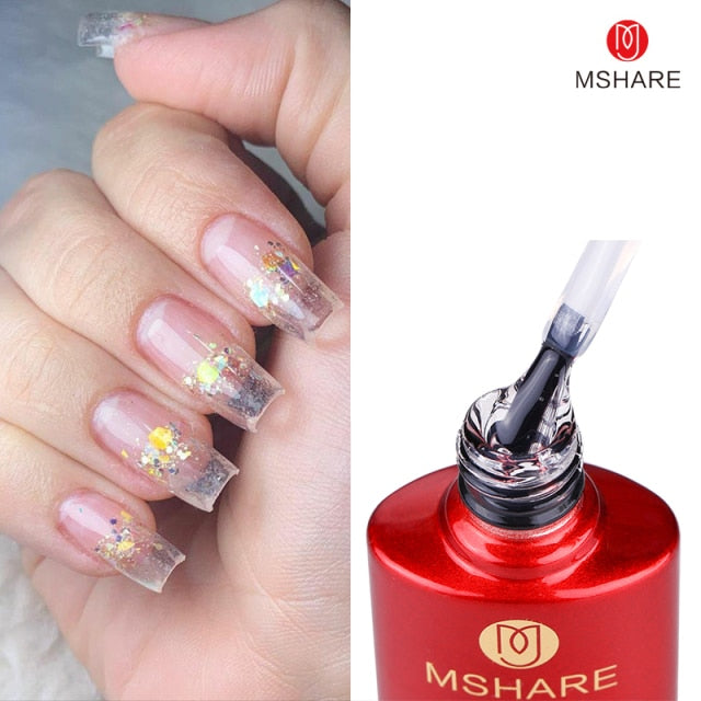 MSHARE Milky White Builder Nail Extension Gel Self leveling Nails Quick Building Clear Pink Nail Tips UV Led Gel Soak Off
