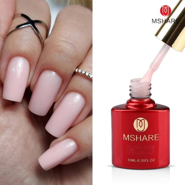 MSHARE Milky White Builder Nail Extension Gel Self leveling Nails Quick Building Clear Pink Nail Tips UV Led Gel Soak Off