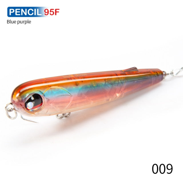 Hunthouse floating popper pencil lure fishing wobbler WTD 95mm/18g Saltwater topwater surface Pesca Stick Bass Plastic Walker