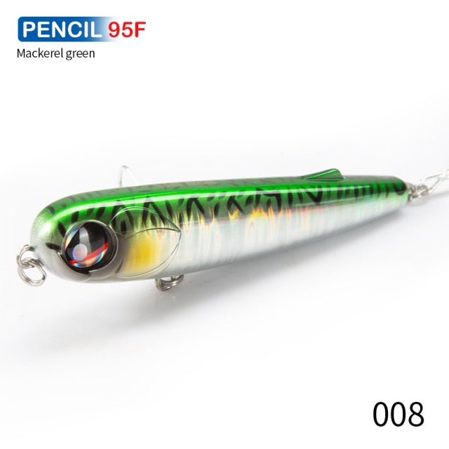 Hunthouse floating popper pencil lure fishing wobbler WTD 95mm/18g Saltwater topwater surface Pesca Stick Bass Plastic Walker