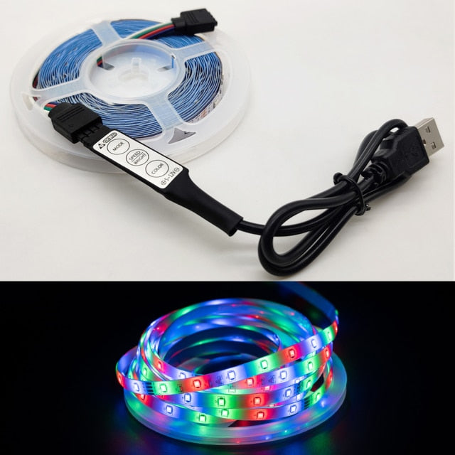 LED Light Strip luces USB Infrared Remote Control 5V RGB 2835 Flexible Lamp Tape Ribbon Diode For Festival Party TV Desk Bedroom