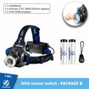 LED Headlamp Fishing Headlight T6/L2/V6 3 Modes Zoomable Waterproof Super bright camping light Powered by 2x18650 batteries