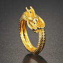 Rings for Men Women Punk Goth Snake Dragon Silver Color Ring Exaggerated Adjustable Chic Party Gift Jewelry Mujer Bijoux