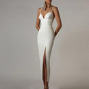 Adyce New Summer Women White Bodycon Bandage Dress Sexy V Neck Spaghetti Strap Club Celebrity Evening Runway Party Long Dresses