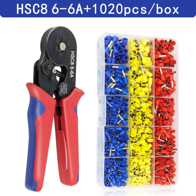 Tubular Terminal Crimping Pliers HSC8 6-4/6-6/16-6（max 0.08-16mm²）wire mini Ferrule crimper tools YEFYM Household electrical kit