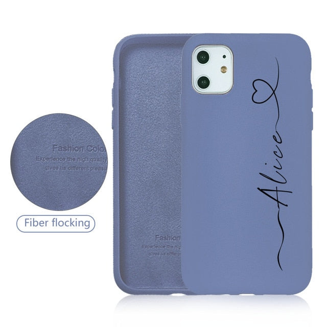 Custom Name for iPhone 13 Pro Case DIY Letters 12 8 Plus SE 2020 Cover Girls Silicone For iPhone 11 Pro Max Funda X XS XR 6 7 10