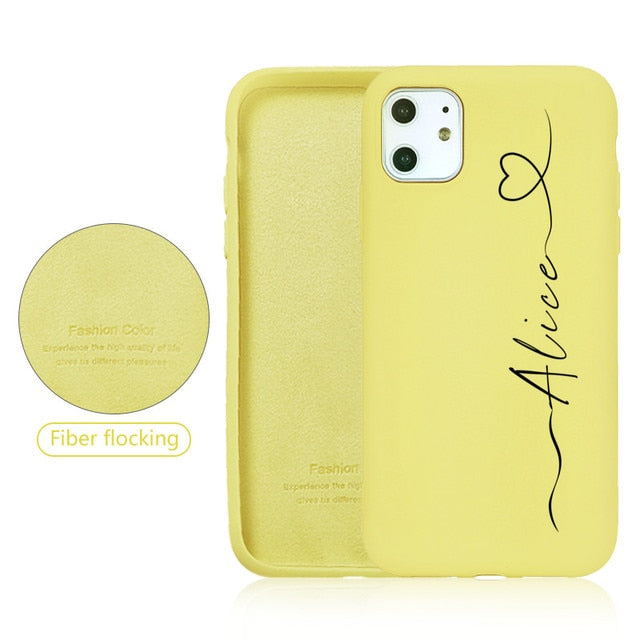 Custom Name for iPhone 13 Pro Case DIY Letters 12 8 Plus SE 2020 Cover Girls Silicone For iPhone 11 Pro Max Funda X XS XR 6 7 10