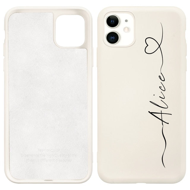 Custom Name for iPhone 13 Pro Case DIY Letters 12 8 Plus SE 2020 Cover Girls Silicone For iPhone 11 Pro Max Funda X XS XR 6 7 10