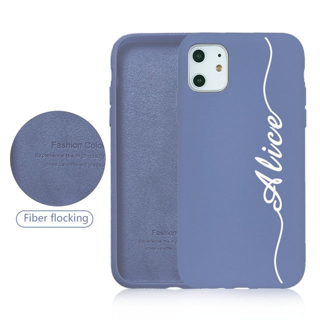 Custom Name for iPhone 13 Pro Case DIY Letters 12 8 Plus SE 2020 Cover Girls Silicone For iPhone 11 Pro Max Funda X XS XR 6 7 10