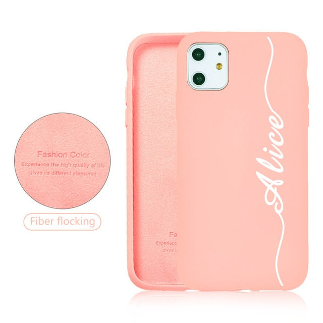 Custom Name for iPhone 13 Pro Case DIY Letters 12 8 Plus SE 2020 Cover Girls Silicone For iPhone 11 Pro Max Funda X XS XR 6 7 10