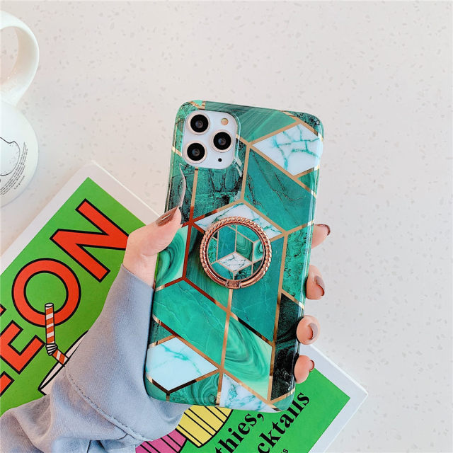 Finger Ring Holder Marble Phone Case For iphone 13 12 Mini 11 Pro X XR XS Max 8 7 Plus SE 2020 Case Cover Silicone Soft Back