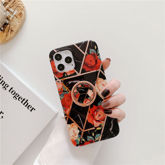 Finger Ring Holder Marble Phone Case For iphone 13 12 Mini 11 Pro X XR XS Max 8 7 Plus SE 2020 Case Cover Silicone Soft Back