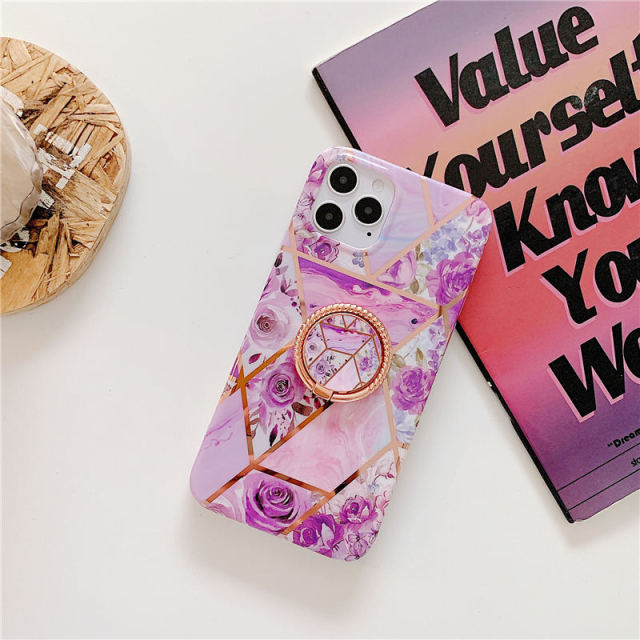 Finger Ring Holder Marble Phone Case For iphone 13 12 Mini 11 Pro X XR XS Max 8 7 Plus SE 2020 Case Cover Silicone Soft Back
