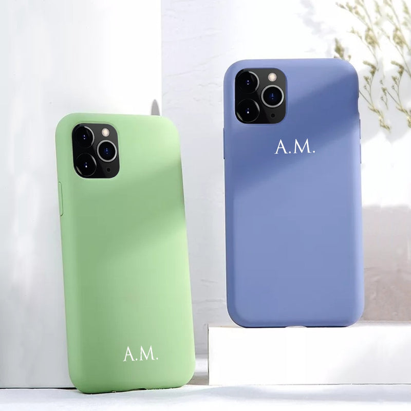 Custom Name Initials Liquid Silicone Phone Case for iphone 13 Case 11 12 13 Pro Max 8 Plus SE 2020 Couple Gift Funda X XS XR 6 7
