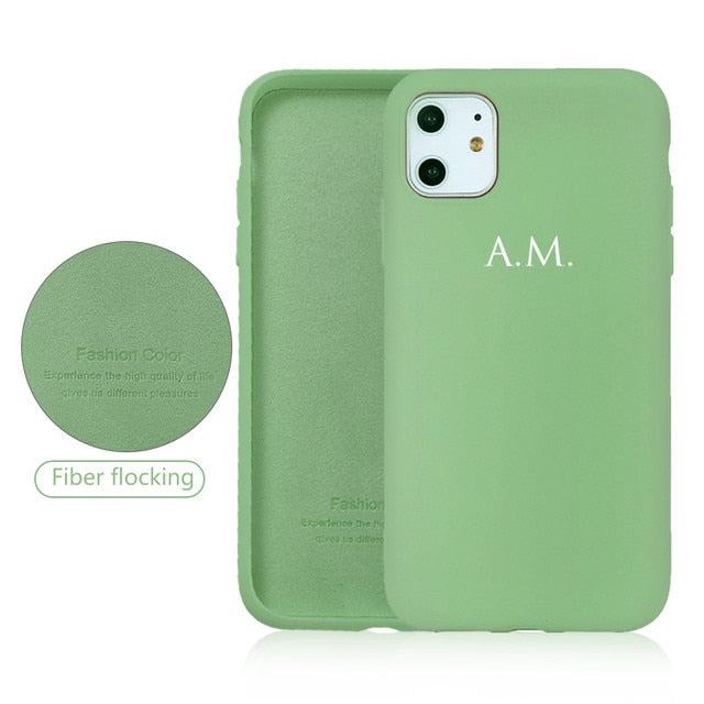 Custom Name Initials Liquid Silicone Phone Case for iphone 13 Case 11 12 13 Pro Max 8 Plus SE 2020 Couple Gift Funda X XS XR 6 7