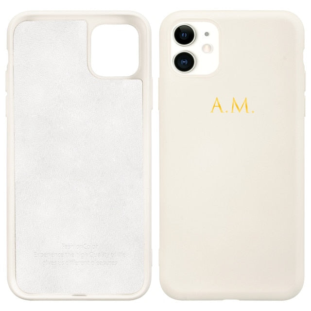 Custom Name Initials Liquid Silicone Phone Case for iphone 13 Case 11 12 13 Pro Max 8 Plus SE 2020 Couple Gift Funda X XS XR 6 7