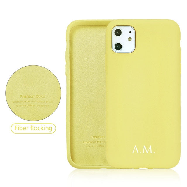 Custom Name Initials Liquid Silicone Phone Case for iphone 13 Case 11 12 13 Pro Max 8 Plus SE 2020 Couple Gift Funda X XS XR 6 7