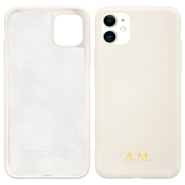 Custom Name Initials Liquid Silicone Phone Case for iphone 13 Case 11 12 13 Pro Max 8 Plus SE 2020 Couple Gift Funda X XS XR 6 7