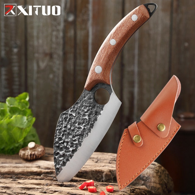 XITUO Kitchen Chef Knife High Carbon Stainless Steel Handmade Forged Knife Sharp Boning Knife Fishing Knife Cutter Butcher Knife