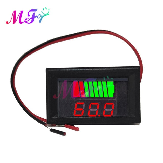 Car Battery Charge Level Indicator 12V 24V 36V 48V 60V 72V Lithium Battery Capacity Meter Test Display LED Tester Voltmeter