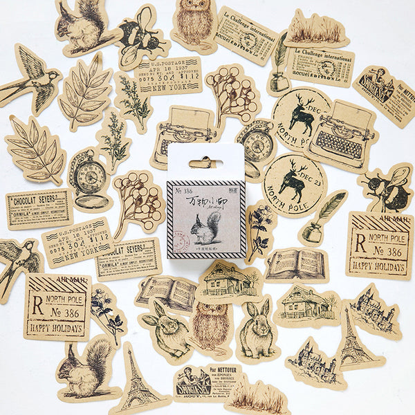 46 Pcs/lot Japanese Diary Kawaii Cute Squirrel Plant Journal Decor Flake Stickers Scrapbooking Stationery
