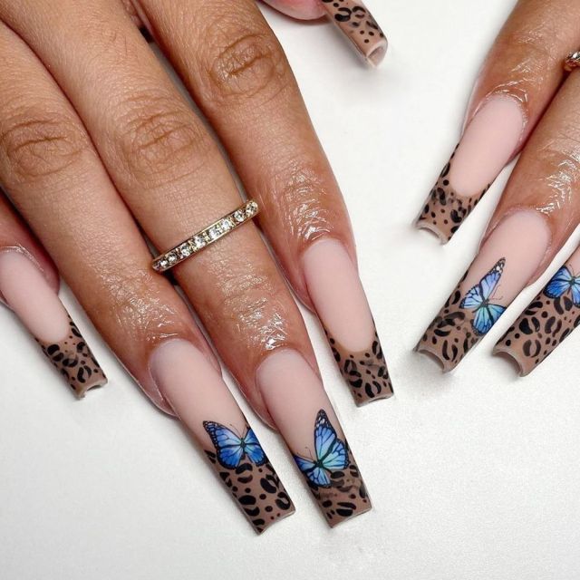 24pcs/set Long Stiletto Fake Nails Punk Snake Pattern Black White Matte False Nails Artificial Full Nail Tips Manicure Tools