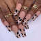 24pcs/set Long Stiletto Fake Nails Punk Snake Pattern Black White Matte False Nails Artificial Full Nail Tips Manicure Tools