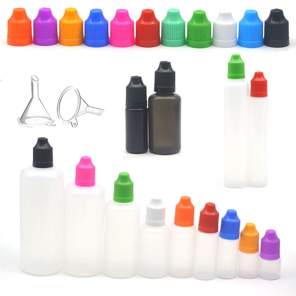 10pcs 3ml 5ml 10ml 15ml 20ml 30ml 50ml 100ml 120ml Plastic Bottle Empty Container For Liquid Squeeze Dropper Vail With Funnel