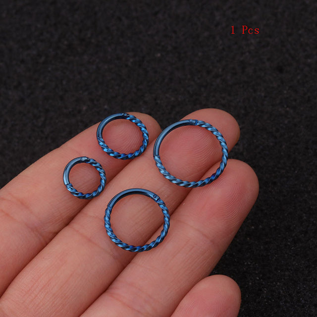 1PC 6mm to 12mm 16g Stainless Steel Hinged Segment Clicker Ring Nose Septum Piercing Helix Cartilage Daith Twist Hoop
