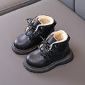 Autumn Winter Plus Velvet Warm Kids Martin Boots for Girls Boys Fashion Leather Boots Soft Bottom Non-slip Children Running Shoe