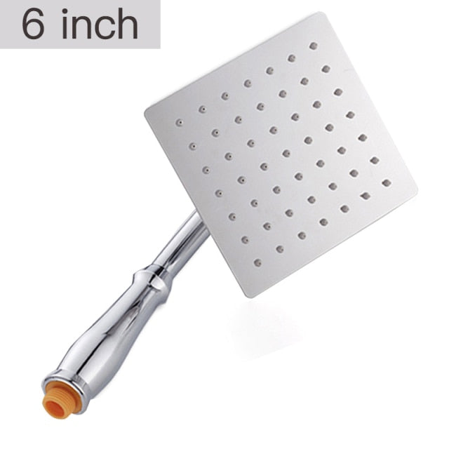 FOHEEL 6 and 8 inch shower head stainless steel shower head water saving bathroom rain spa square handheld shower head