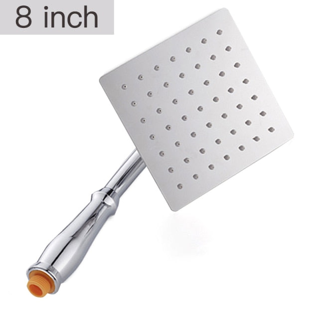 FOHEEL 6 and 8 inch shower head stainless steel shower head water saving bathroom rain spa square handheld shower head