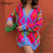 Sampic Loose Patchwork Knitwear Winter 2021 Women Cardigans Tops Oversized Long Sleeve Y2K V Neck Sweater Casual Fashion Tops