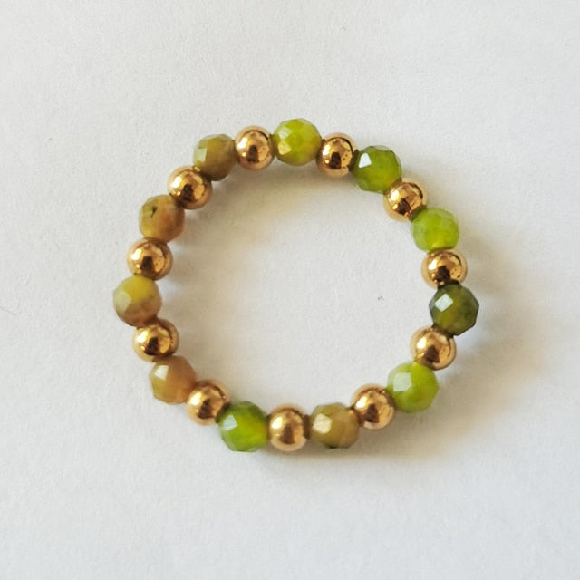 Bohemian Handmade Natural Stone Rings Women with Stainless Steel Bead Multi Color Stretch Rope Party Gifts Ring Adjustable 2020